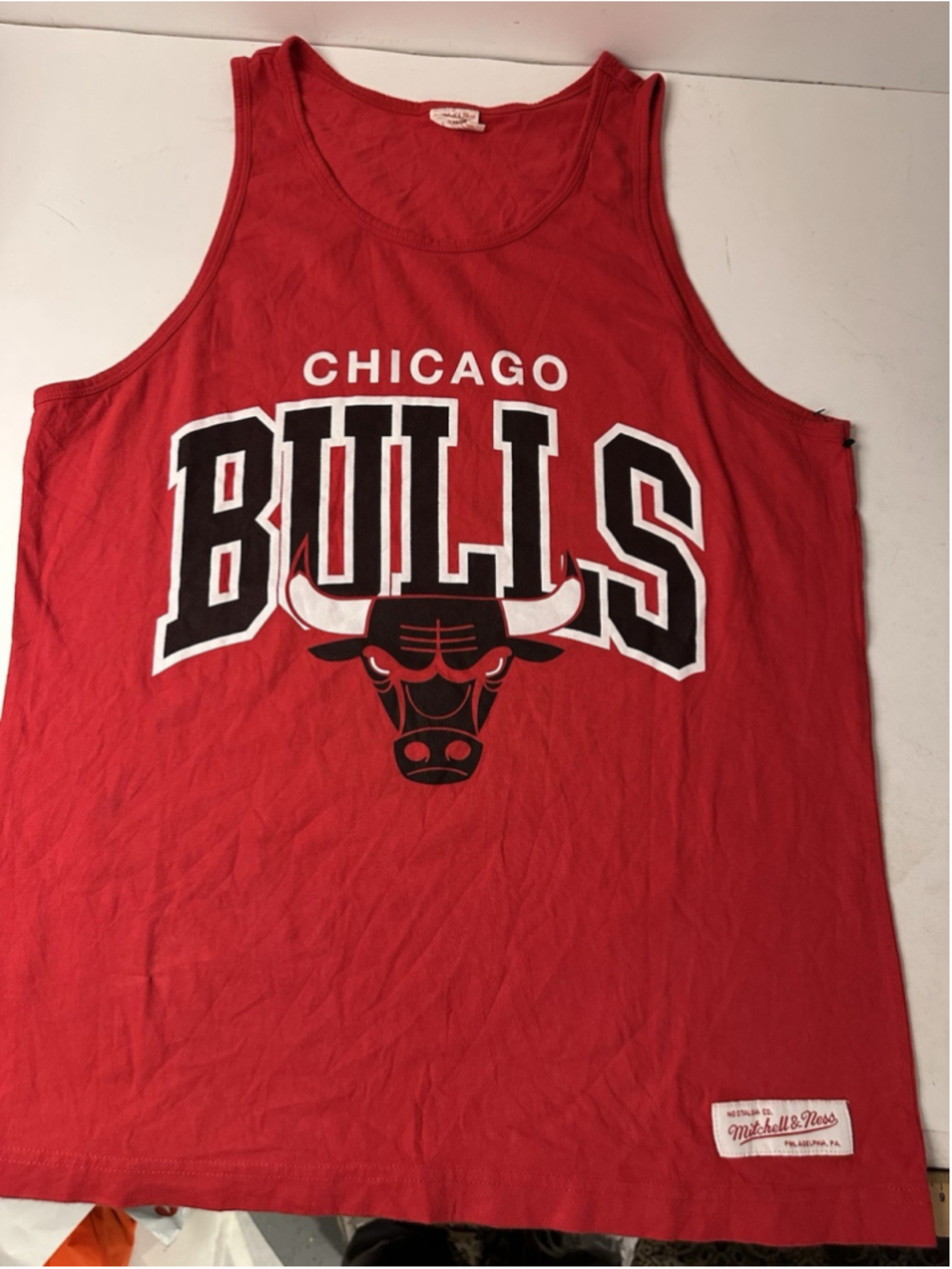 Mitchell & Ness Chicago Bulls Tank Top Mens Medium M Red NBA Basketball Sleevele